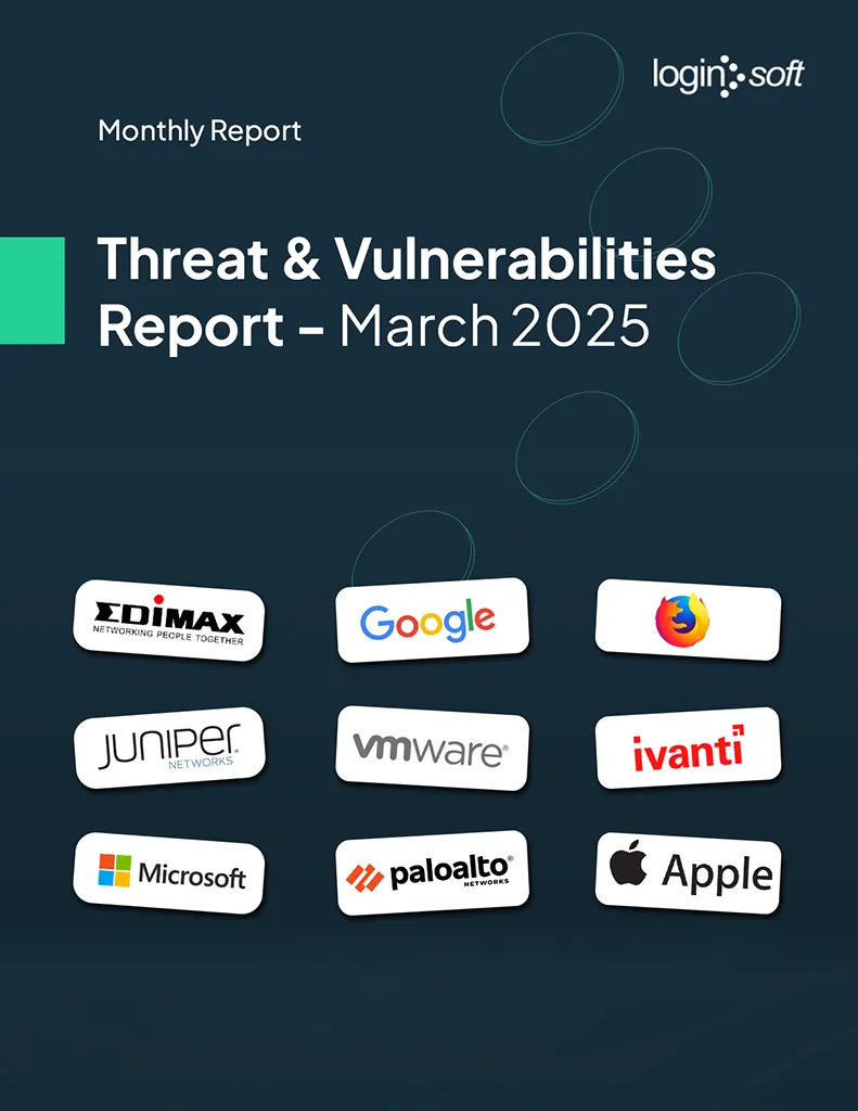 Cover page of the "Threat and Vulnerabilities Report - March" by LogInsoft