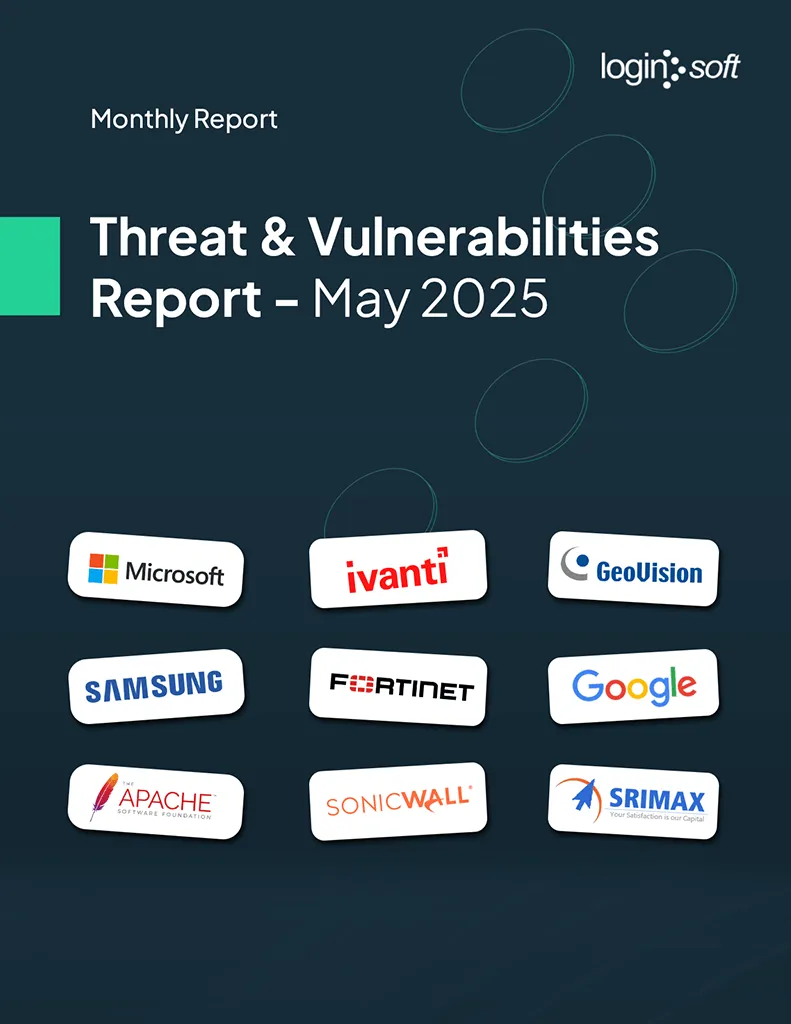 Cover page of the "Threat and Vulnerabilities Report - May" by LogInsoft