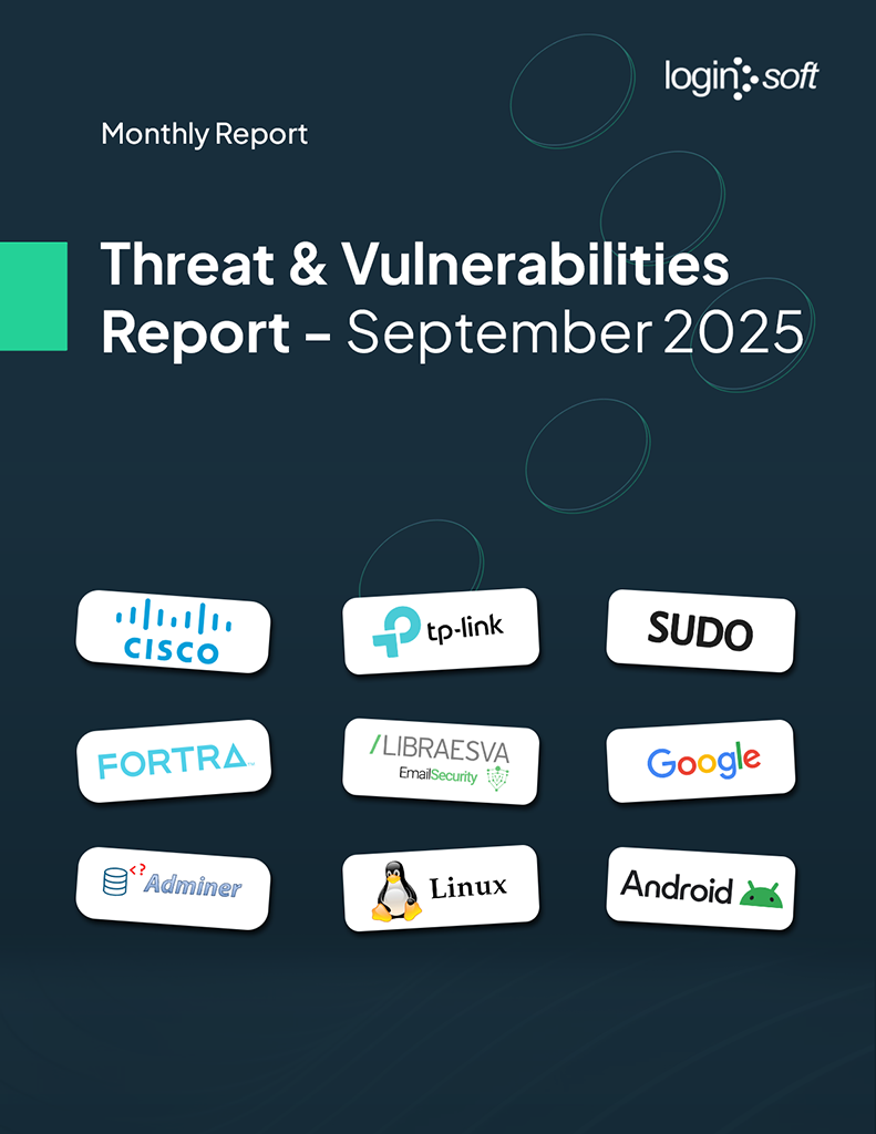 Cover page of the "Threat and Vulnerabilities Report - September" by Loginsoft