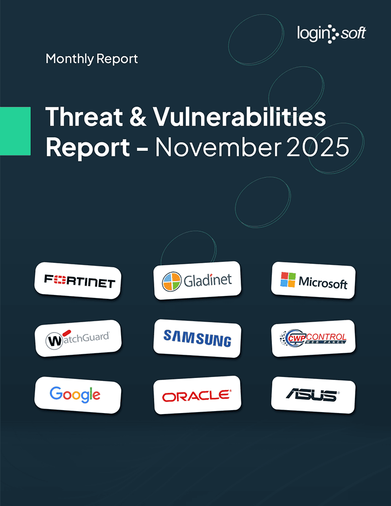 Cover page of the "Threat and Vulnerabilities Report - November" by Loginsoft