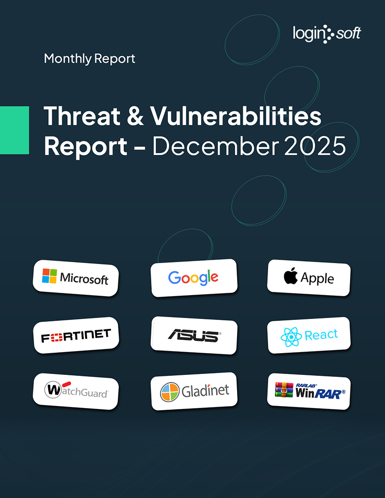 Cover page of the "Threat and Vulnerabilities Report - December" by Loginsoft