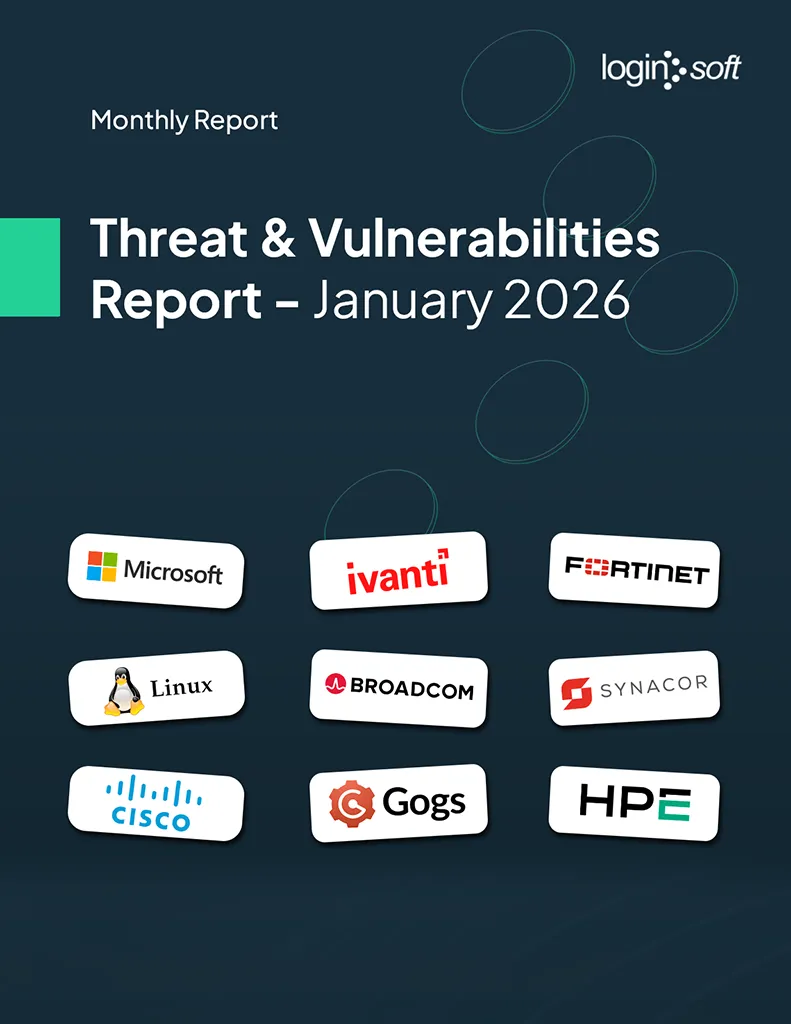 Cover page of the "Threat and Vulnerabilities Report - January" by Loginsoft