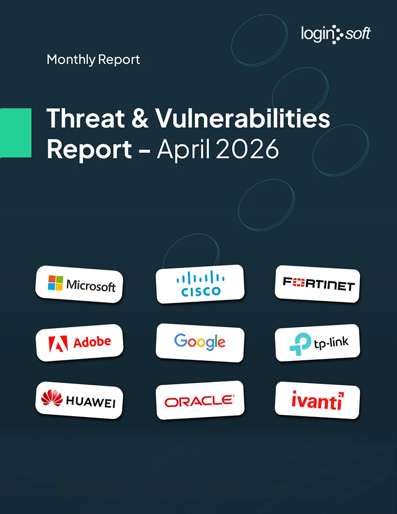 Cover page of the "Threat and Vulnerabilities Report - April" by Loginsoft