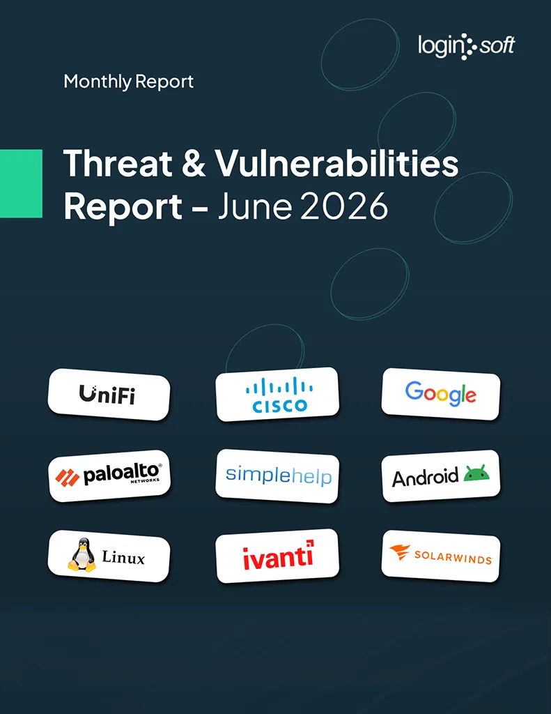 Cover page of the "Threat and Vulnerabilities Report - June" by Loginsoft