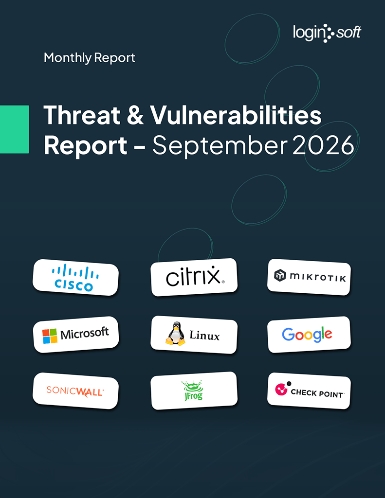 Cover page of the "Threat and Vulnerabilities Report - September" by Loginsoft