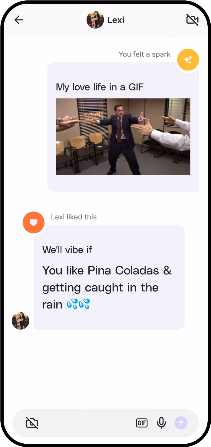 The HUD app chat interface showing interactions on users profiles. 