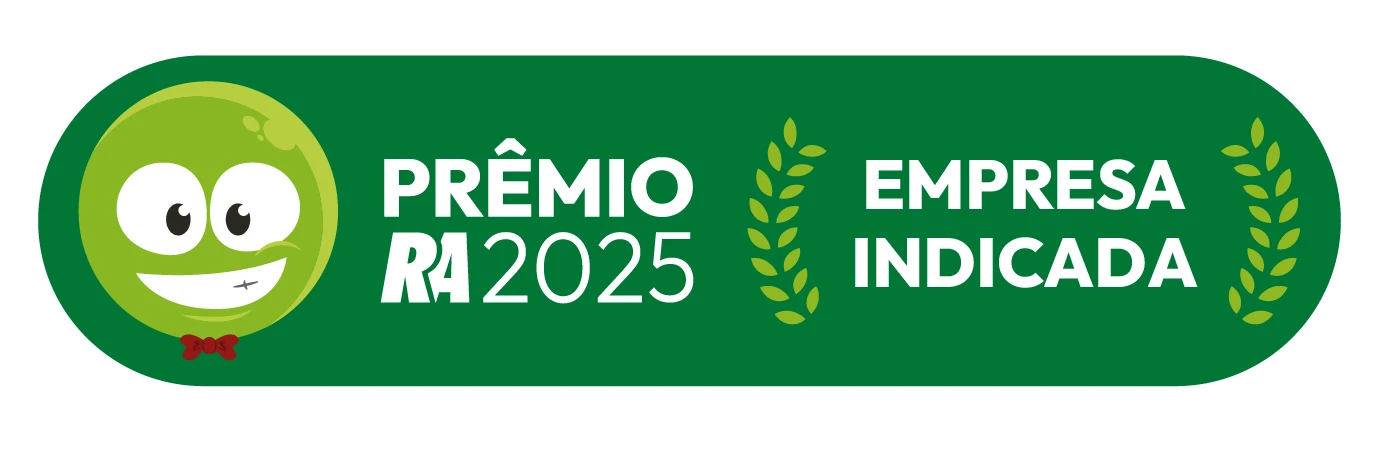 Selo de indicação ao Prêmio Reclame AQUI 2025 na categoria Melhor Pré-Vestibular Online
