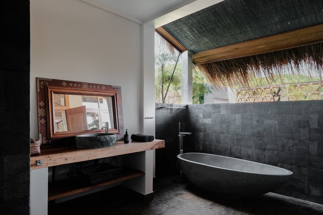 a bathroom open to the air