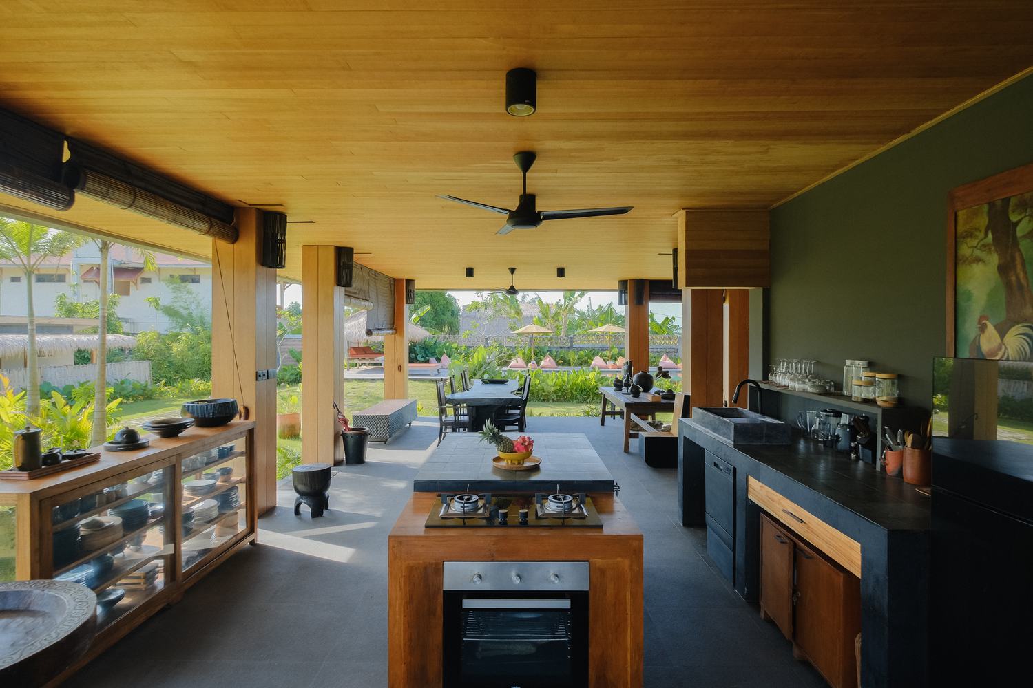 the kitchen open to the garden