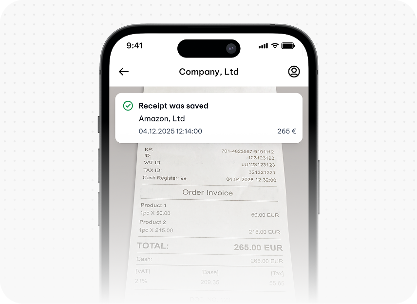 Doklado mobile app for scanning receipts and invoices