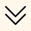 Two black downward-pointing chevron arrows stacked vertically on a light background.