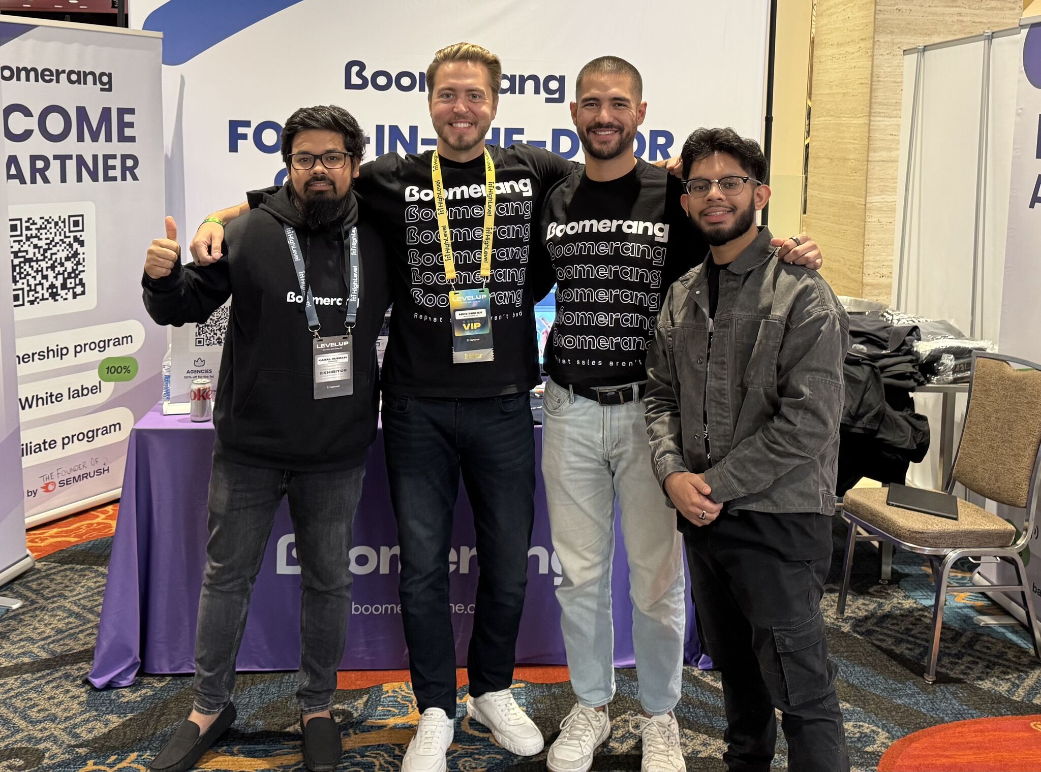 The Boomerang team at their booth at LevelUp 2025 in Dallas