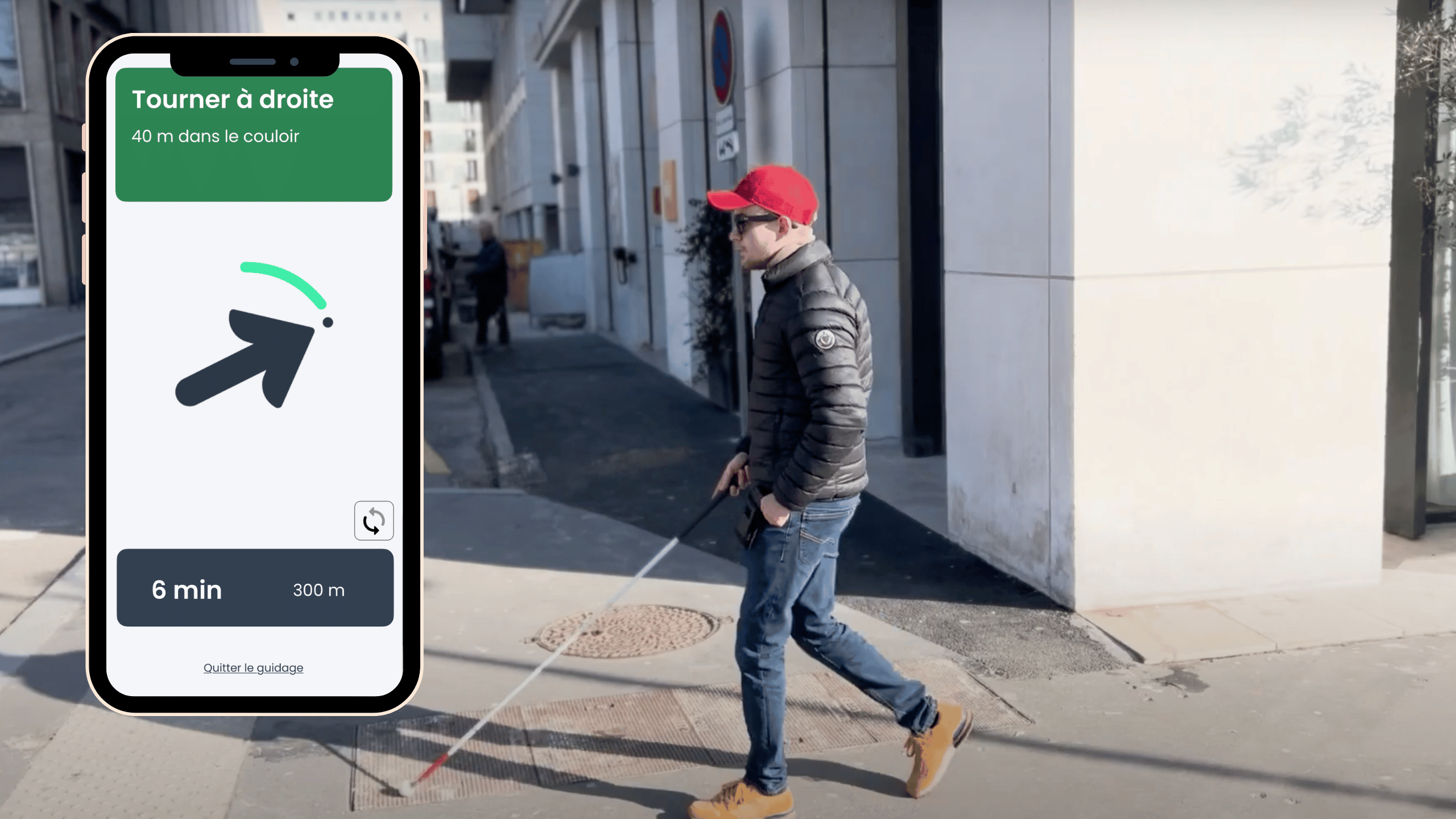 Testeur utilisant le guidage avec une incrustation écran de l'application