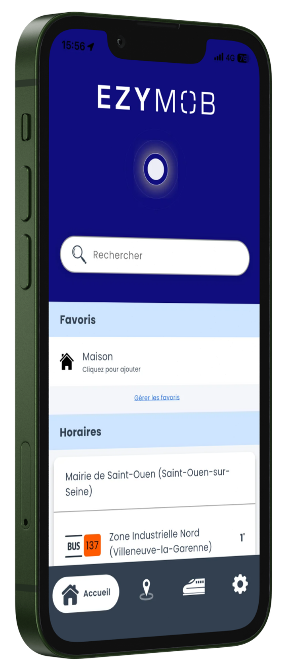 Screen de l'écran d'accueil de l'application