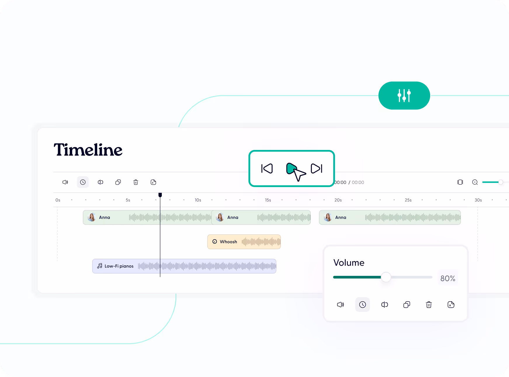 podcast editor audio controls