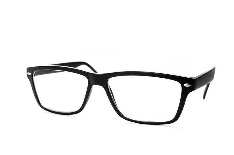 A pair of glasses on a white background