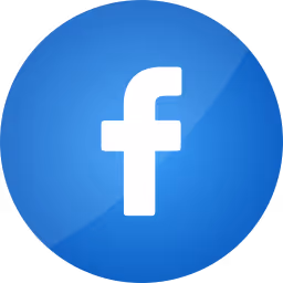 The facebook logo in a blue circle