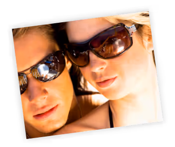 A man and a woman are wearing sunglasses