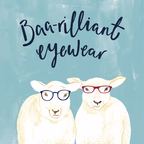 A painting of two sheep wearing glasses