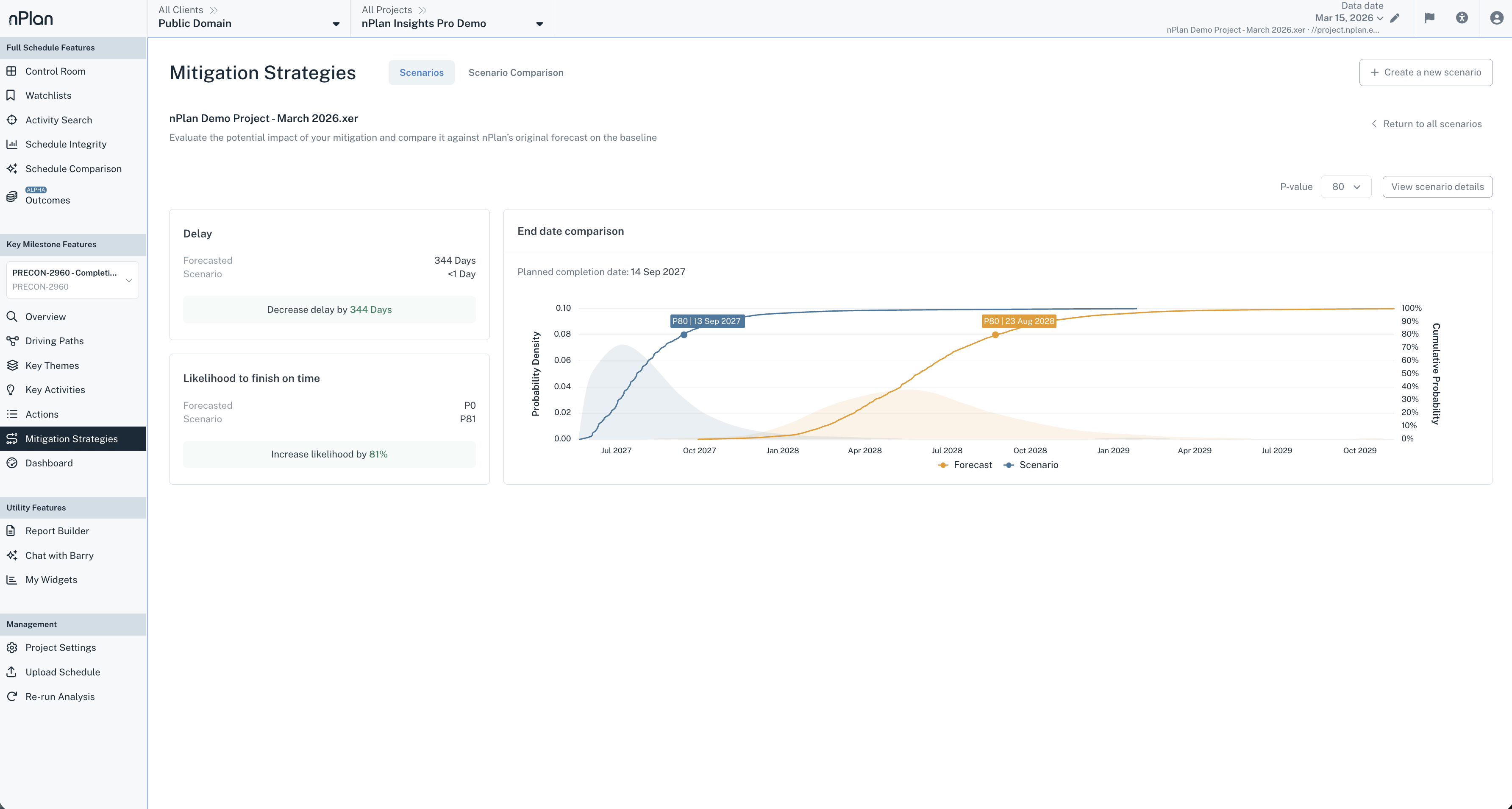 nPlan Insights scenario comparison