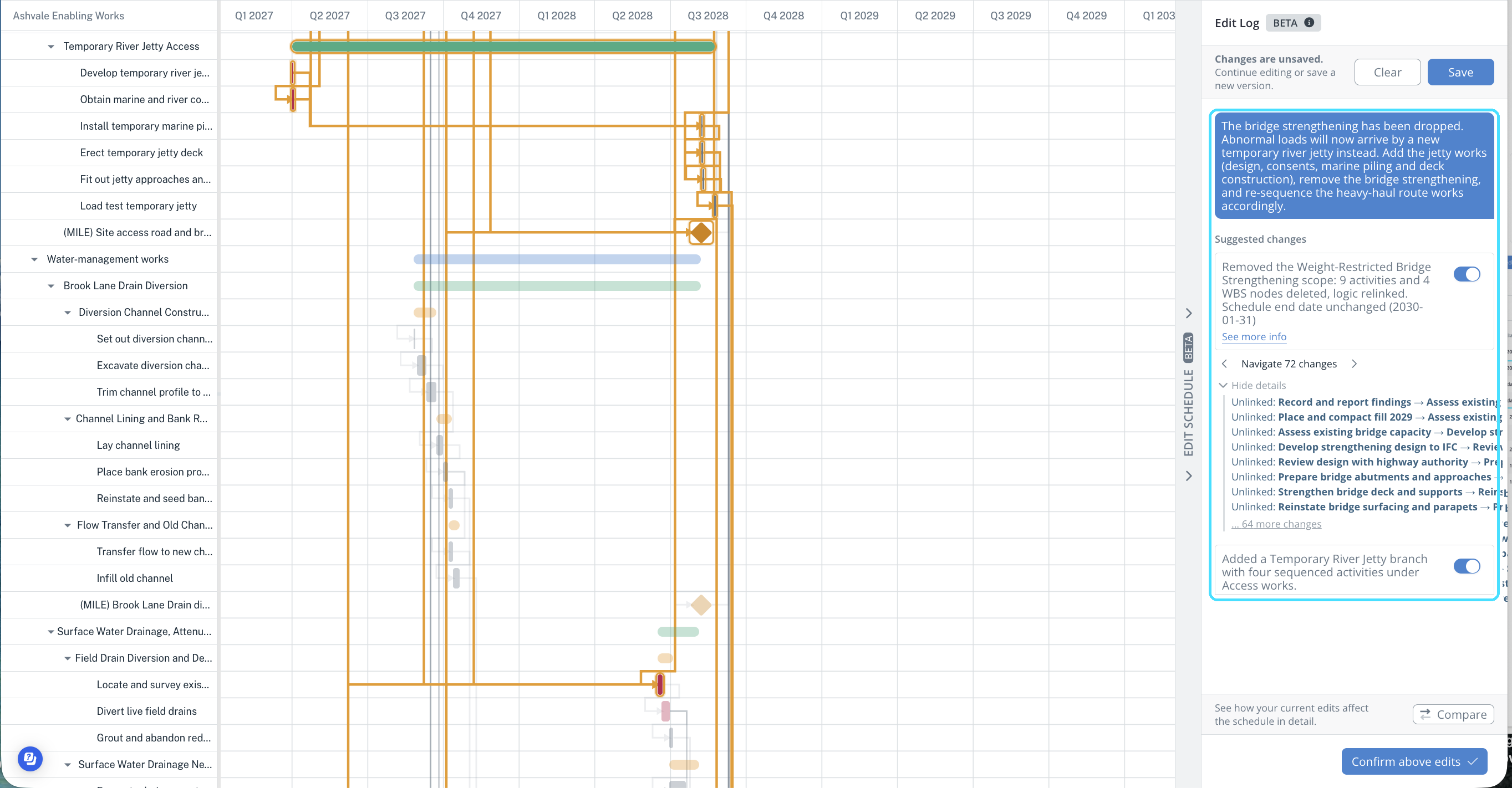 nPlan Schedule Studio AI editor suggesting changes to a schedule from a plain-language request