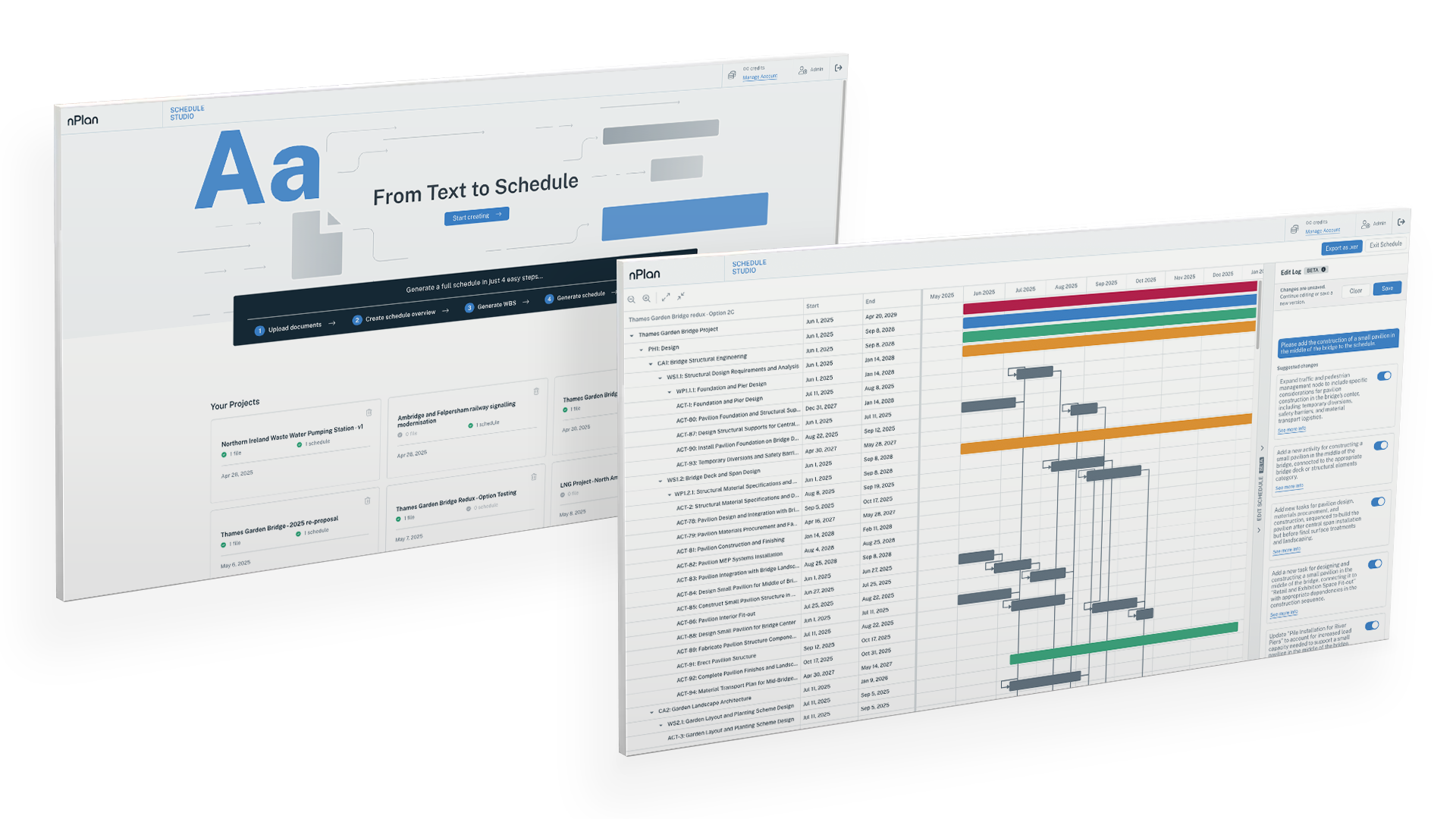 Generate and edit detailed schedules with AI.