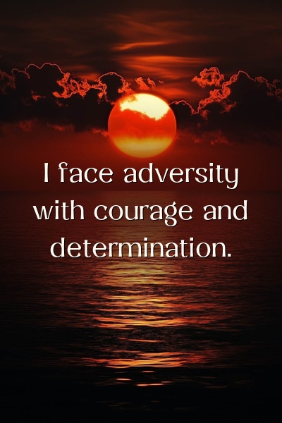 Affirmation about being strong and capable on a sunrise background
