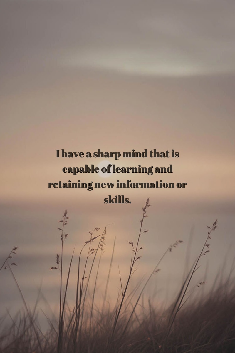 I have a sharp mind that is capable of learning and retaining new information or skills.