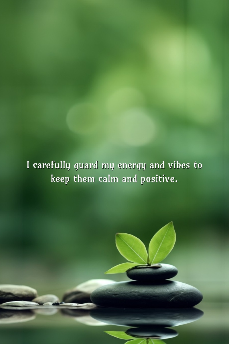 I carefully guard my energy and vibes to keep them calm and positive.