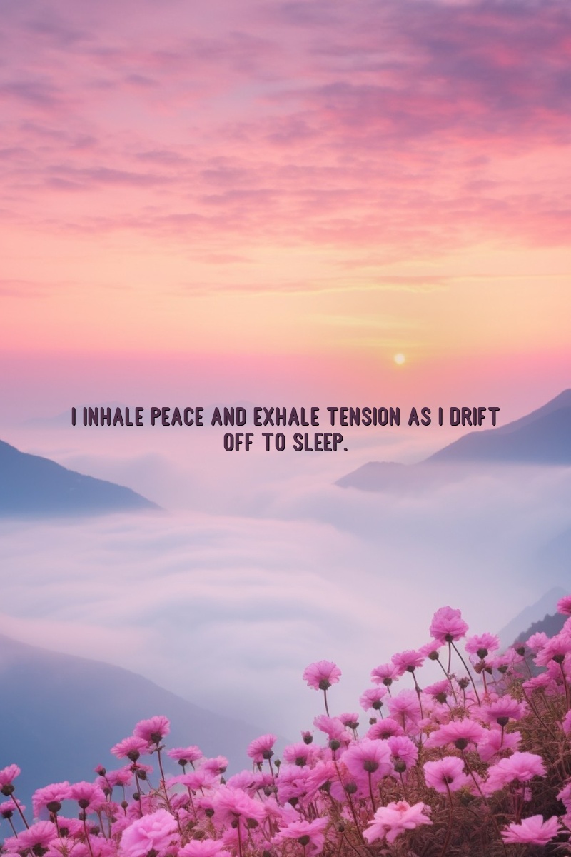 I inhale peace and exhale tension as I drift off to sleep.