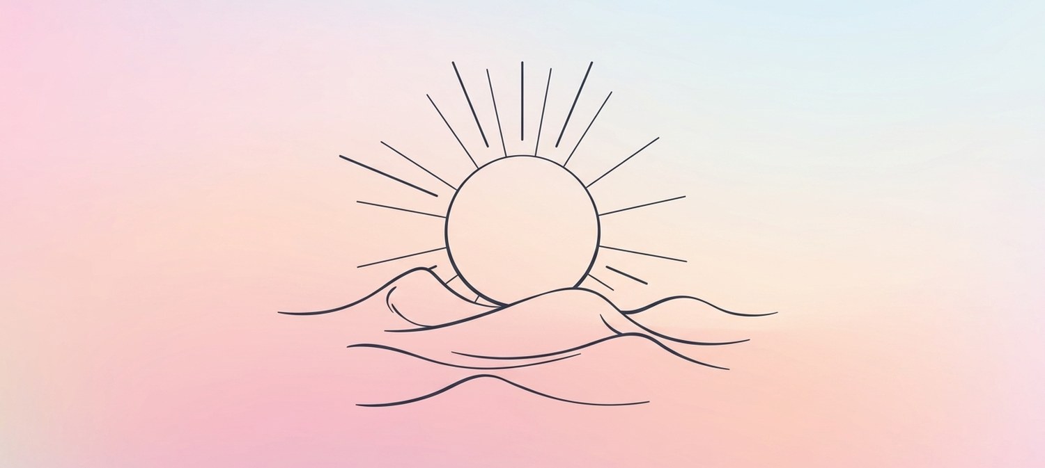 Sunrise over rolling hills illustration for new week affirmations