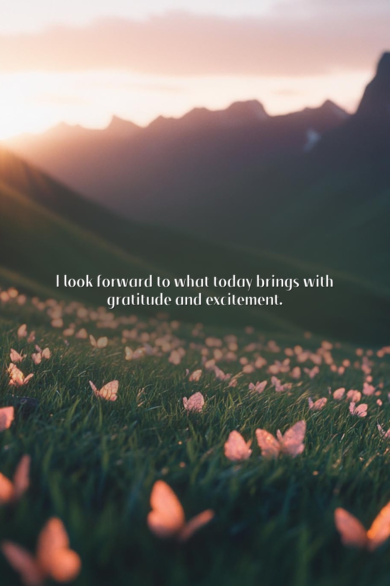 I look forward to what today brings with gratitude and excitement.