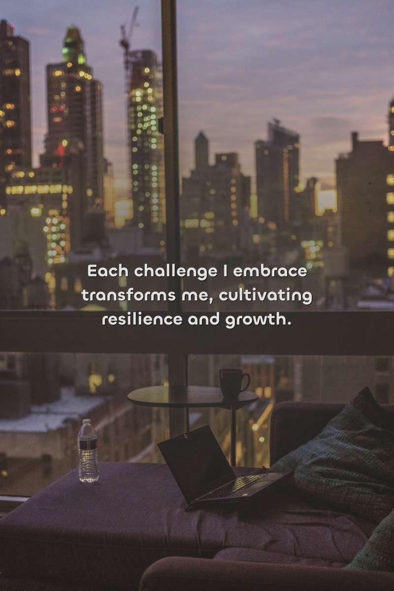 Each challenge I embrace transforms me, cultivating resilience and growth.