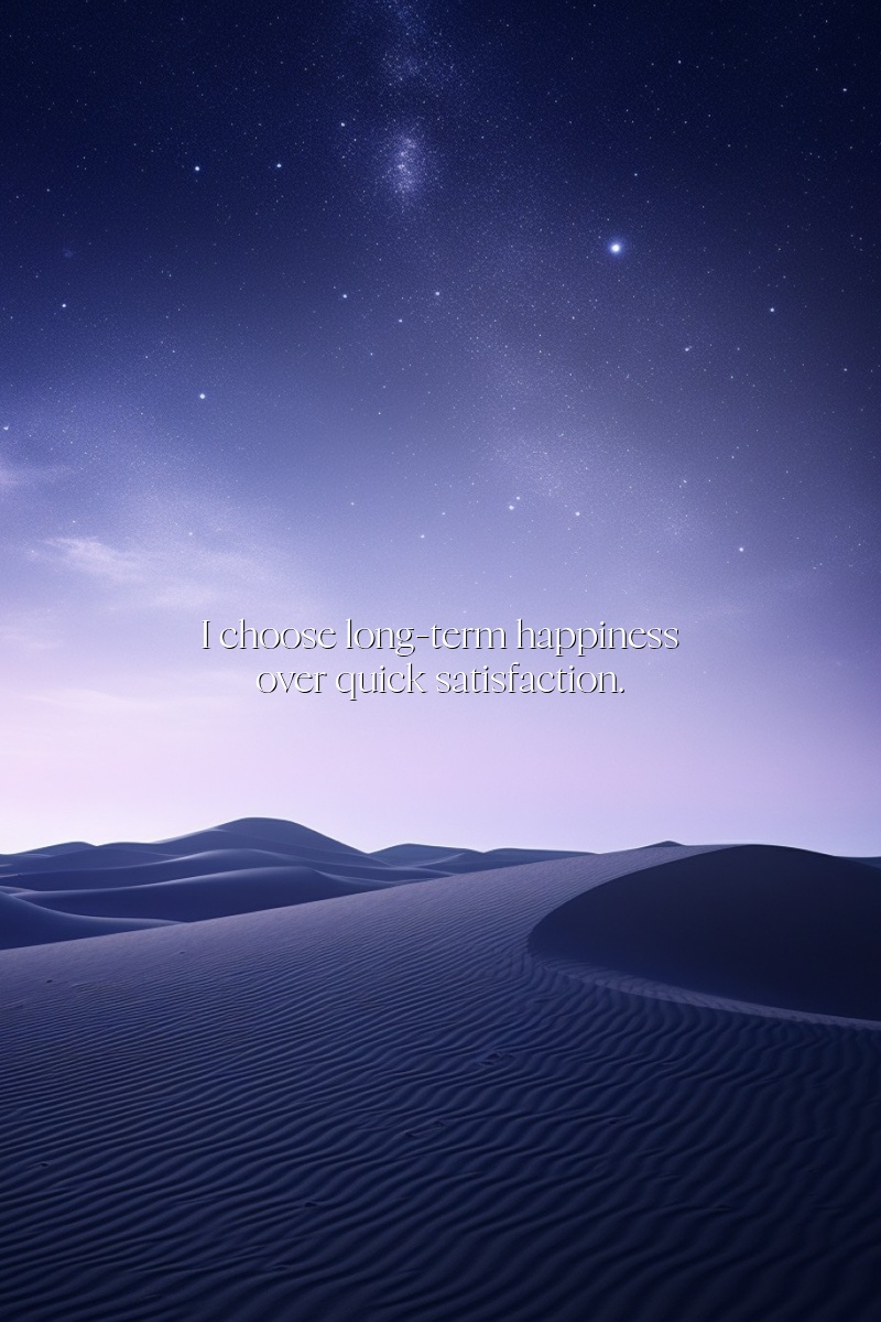 I choose long-term happiness over quick satisfaction.