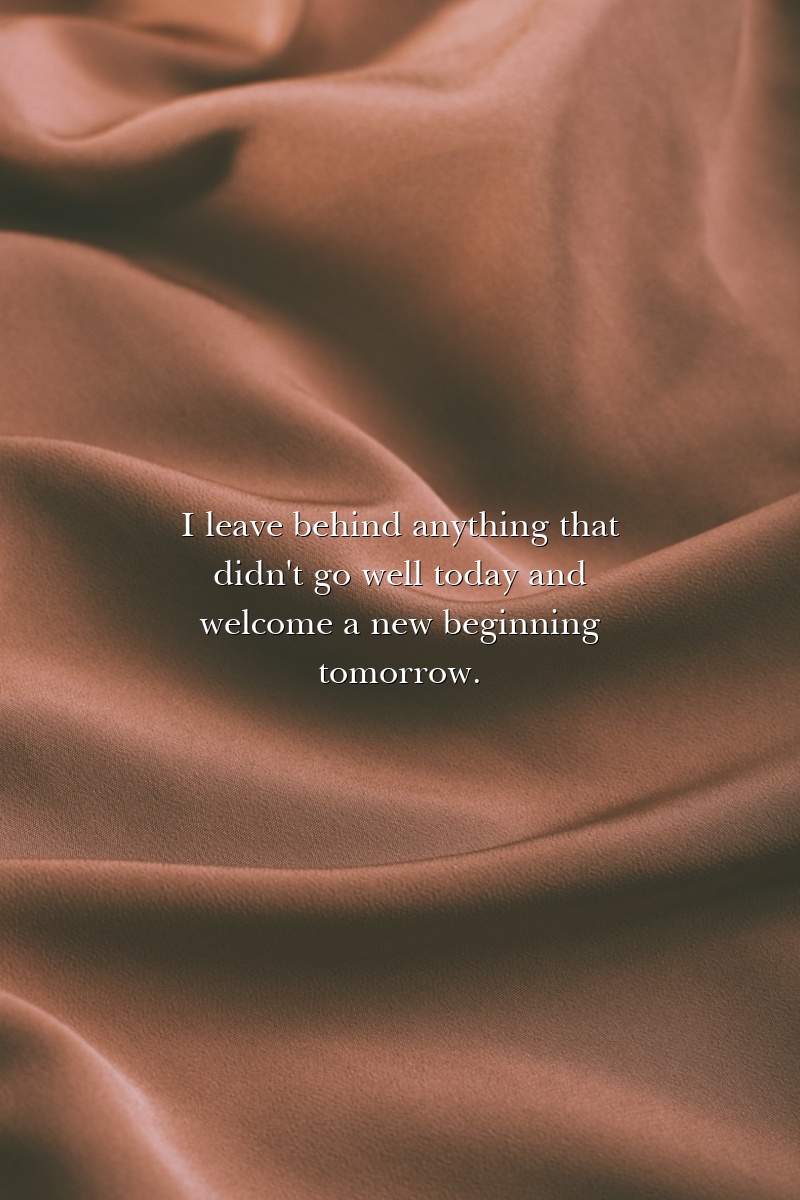 I leave behind anything that didn't go well today and welcome a new beginning tomorrow.