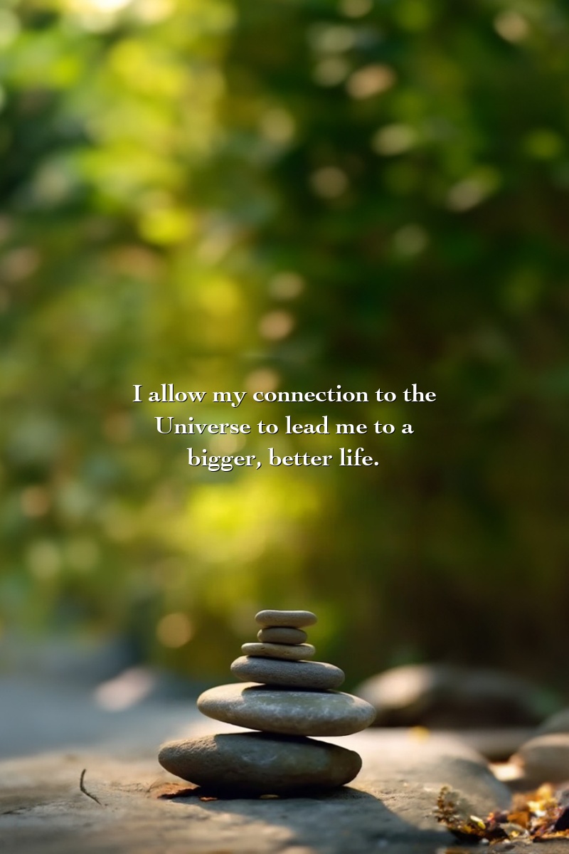 I allow my connection to the Universe to lead me to a bigger, better life.