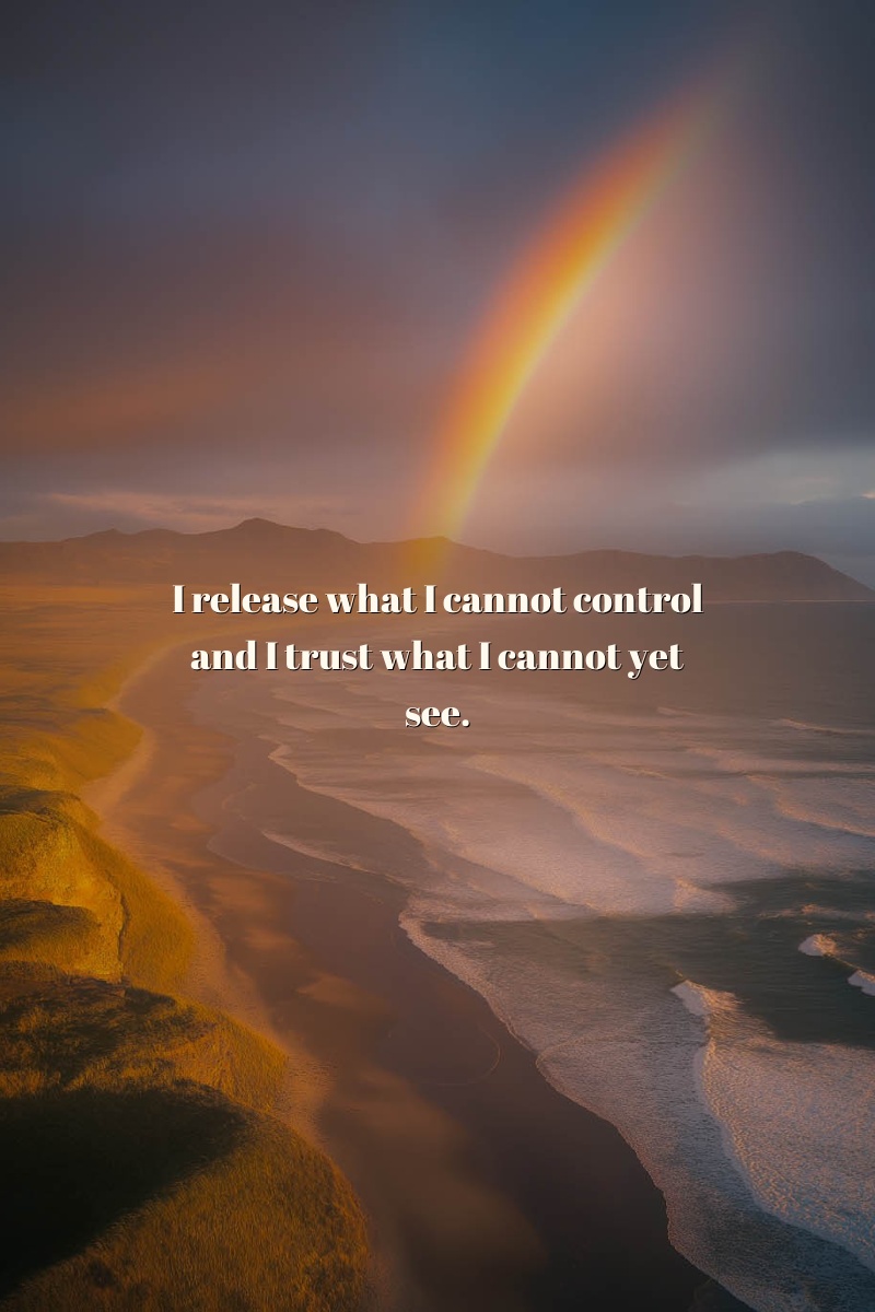I release what I cannot control and I trust what I cannot yet see.