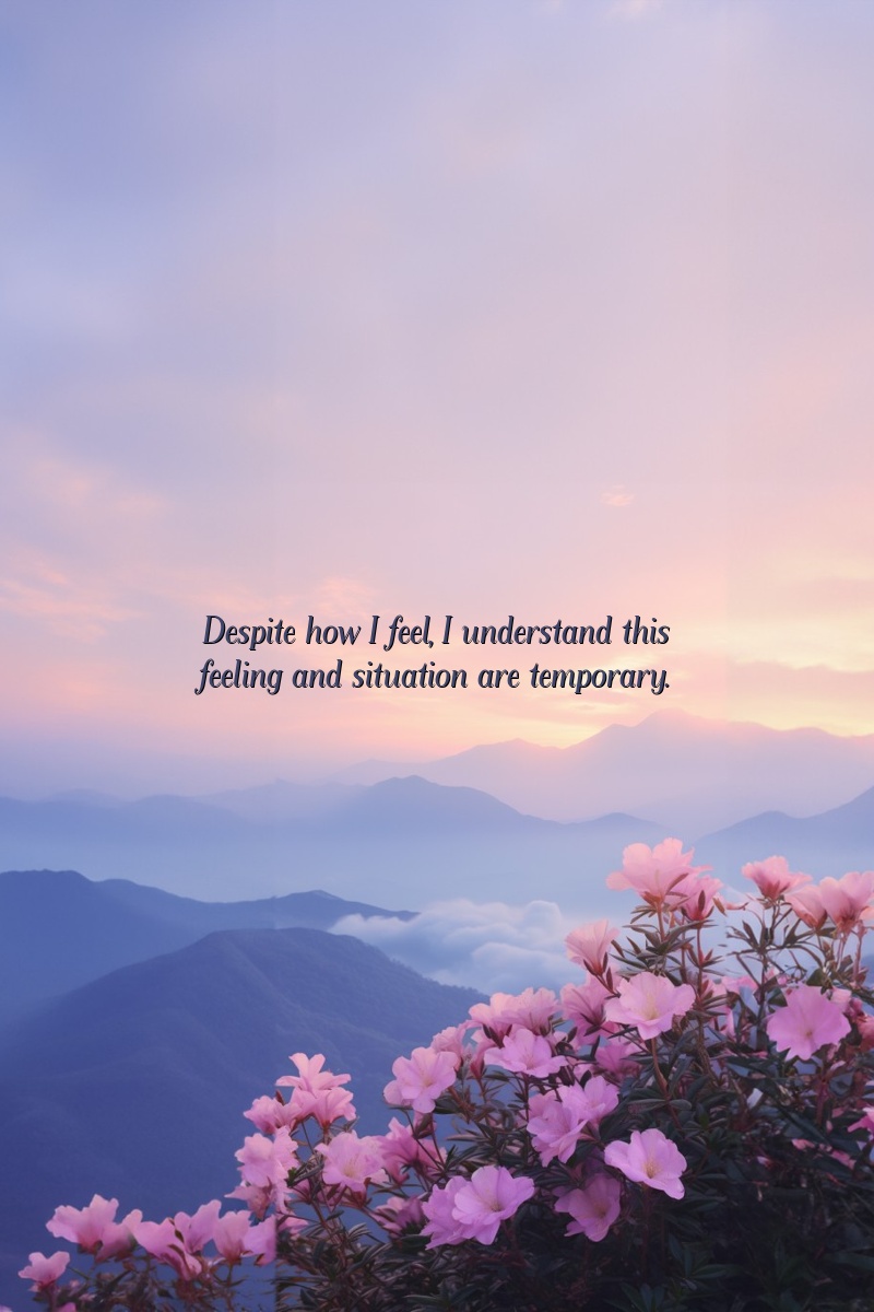 Despite how I feel, I understand this feeling and situation are temporary.