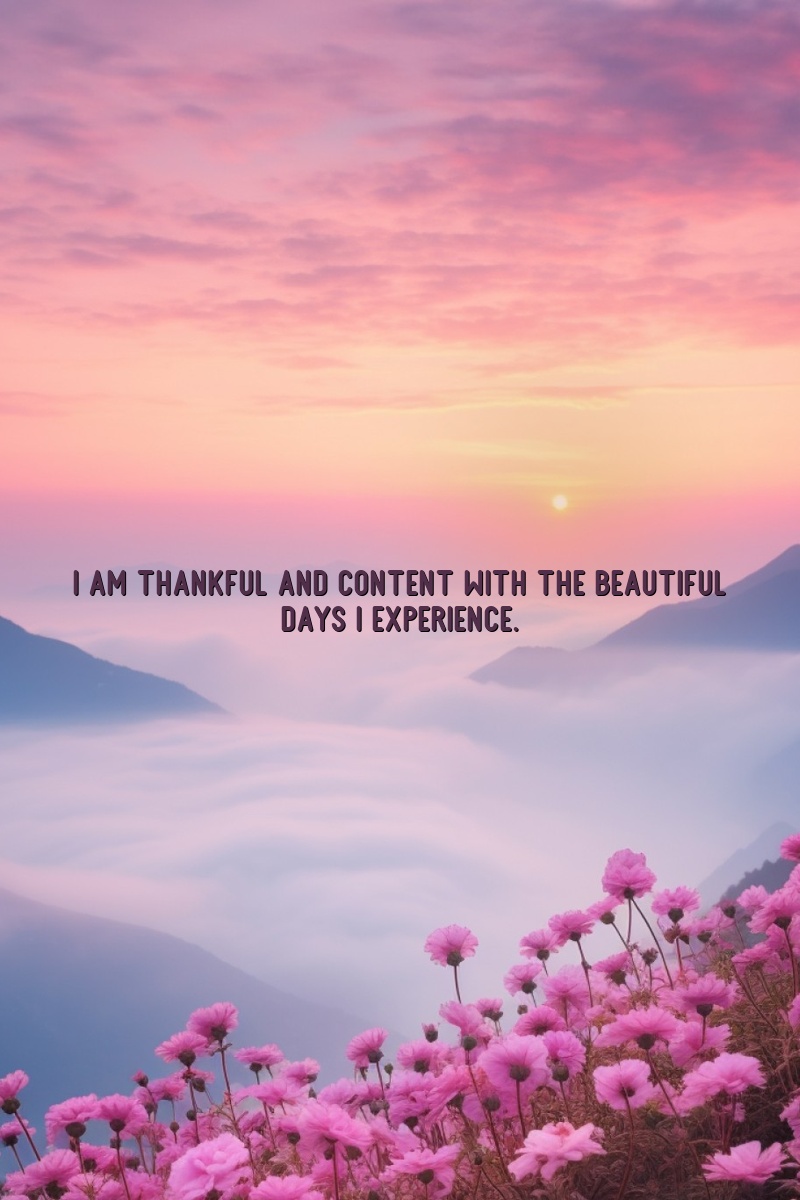 I am thankful and content with the beautiful days I experience.