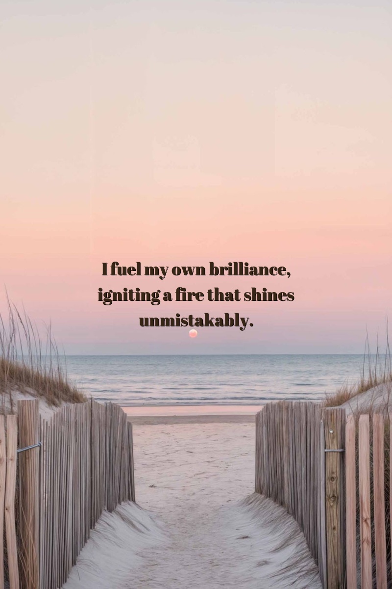 I fuel my own brilliance, igniting a fire that shines unmistakably.