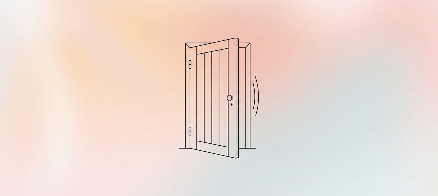 Illustration of black closing door