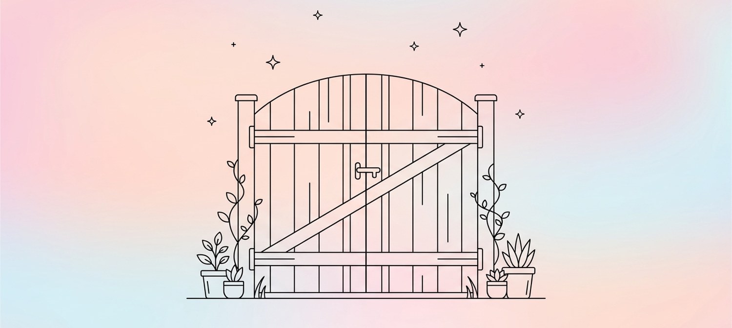 Illustration of wooden garden gate