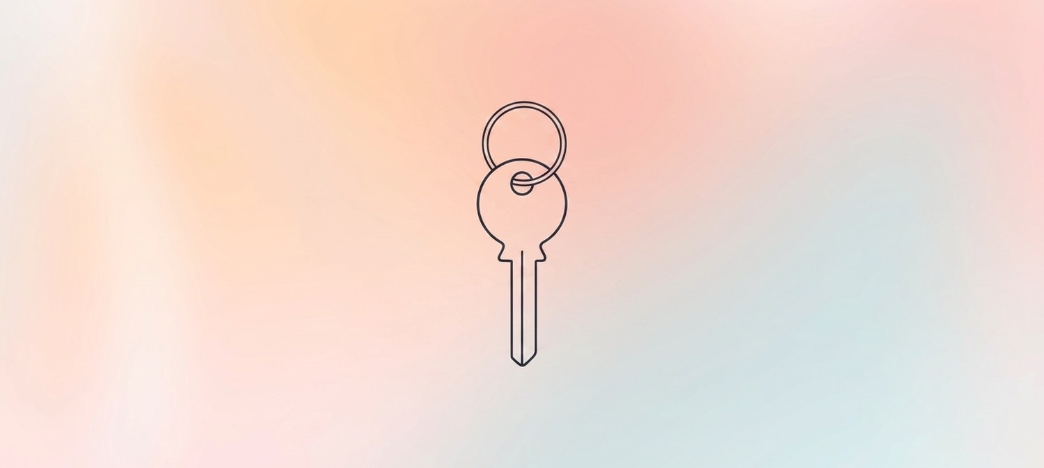 Illustration of metal key on ring