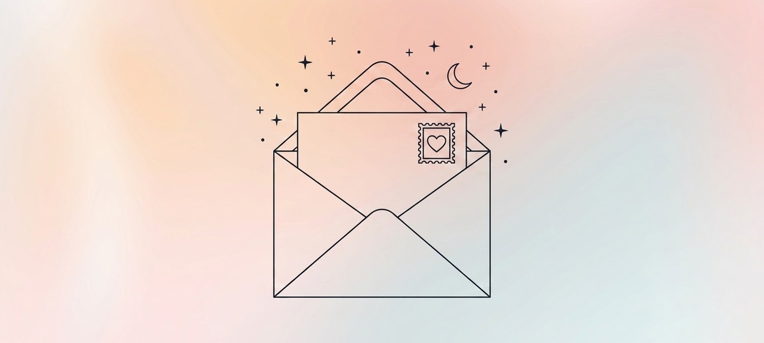 Illustration of love letter in envelope