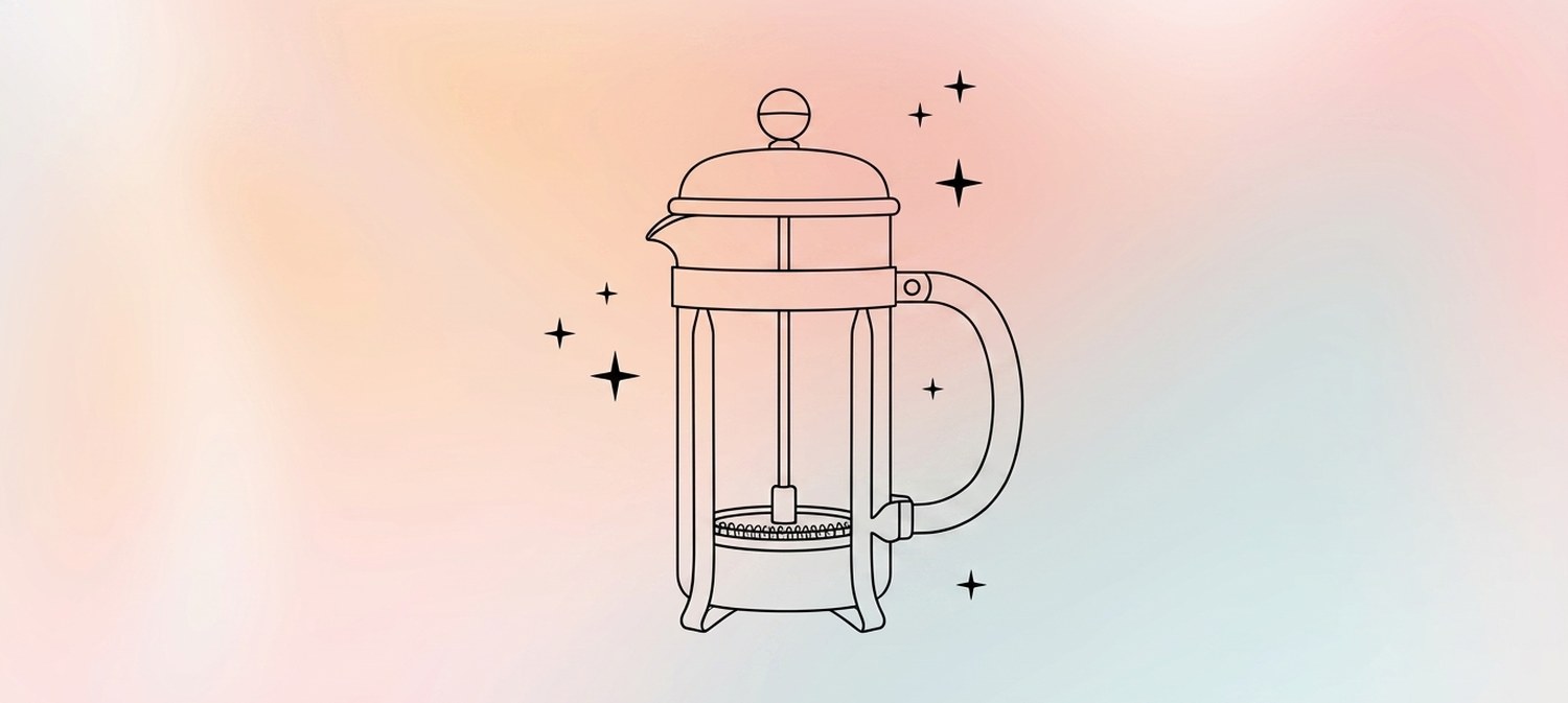 Illustration of a french press coffee maker