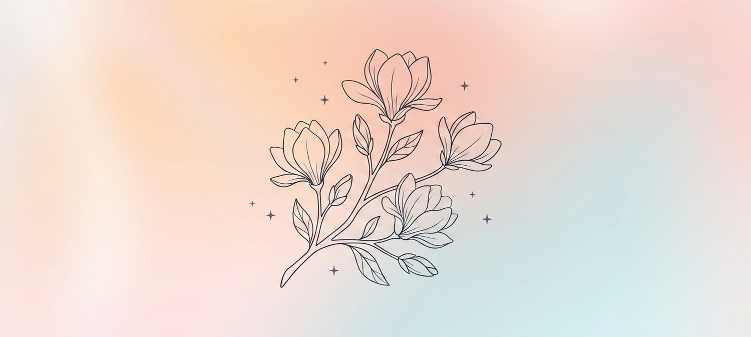 Illustration of a magnolia tree branch