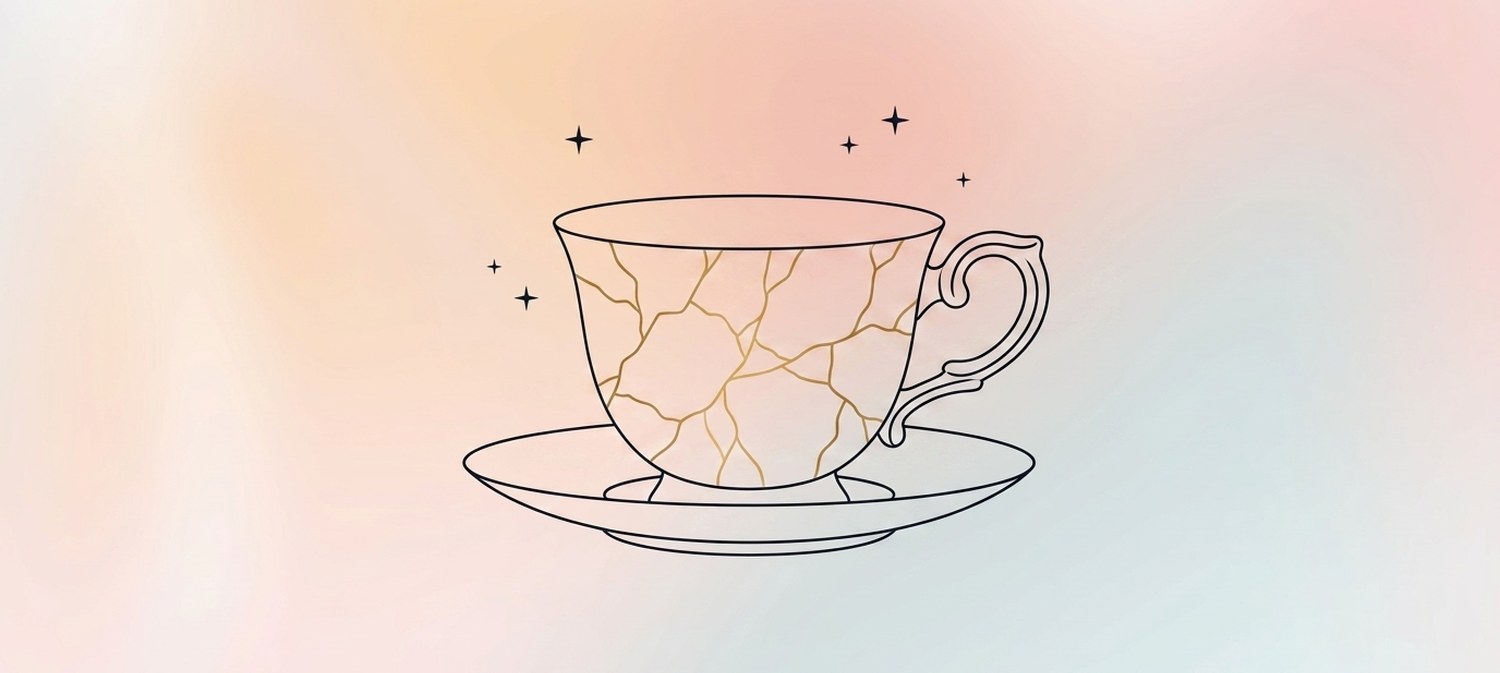 Illustration of mended teacup