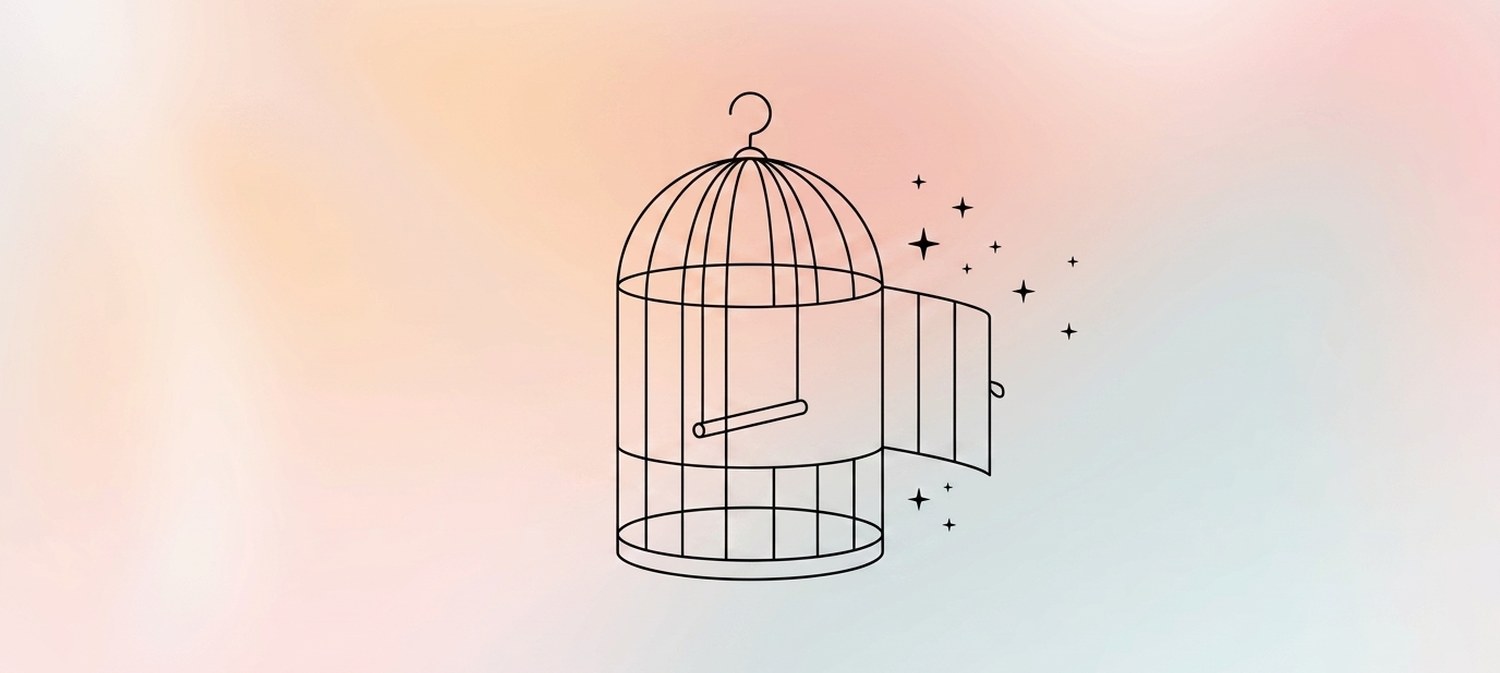 Illustration of an open birdcage