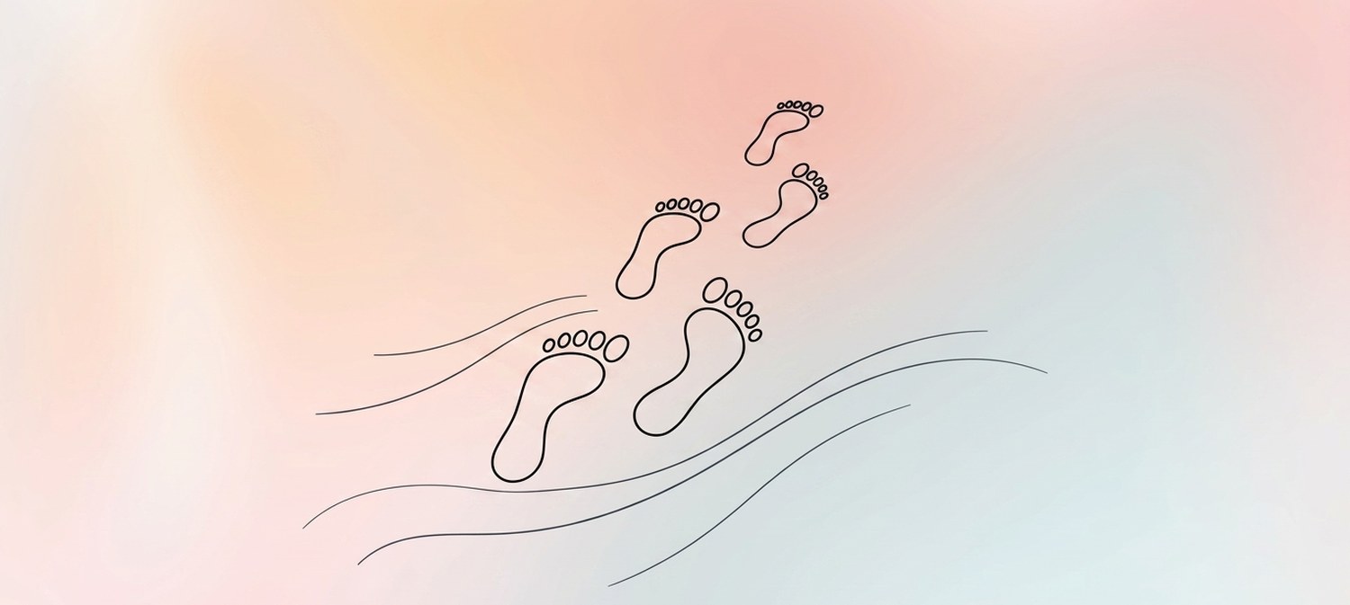 Illustration of footprints walking in sand