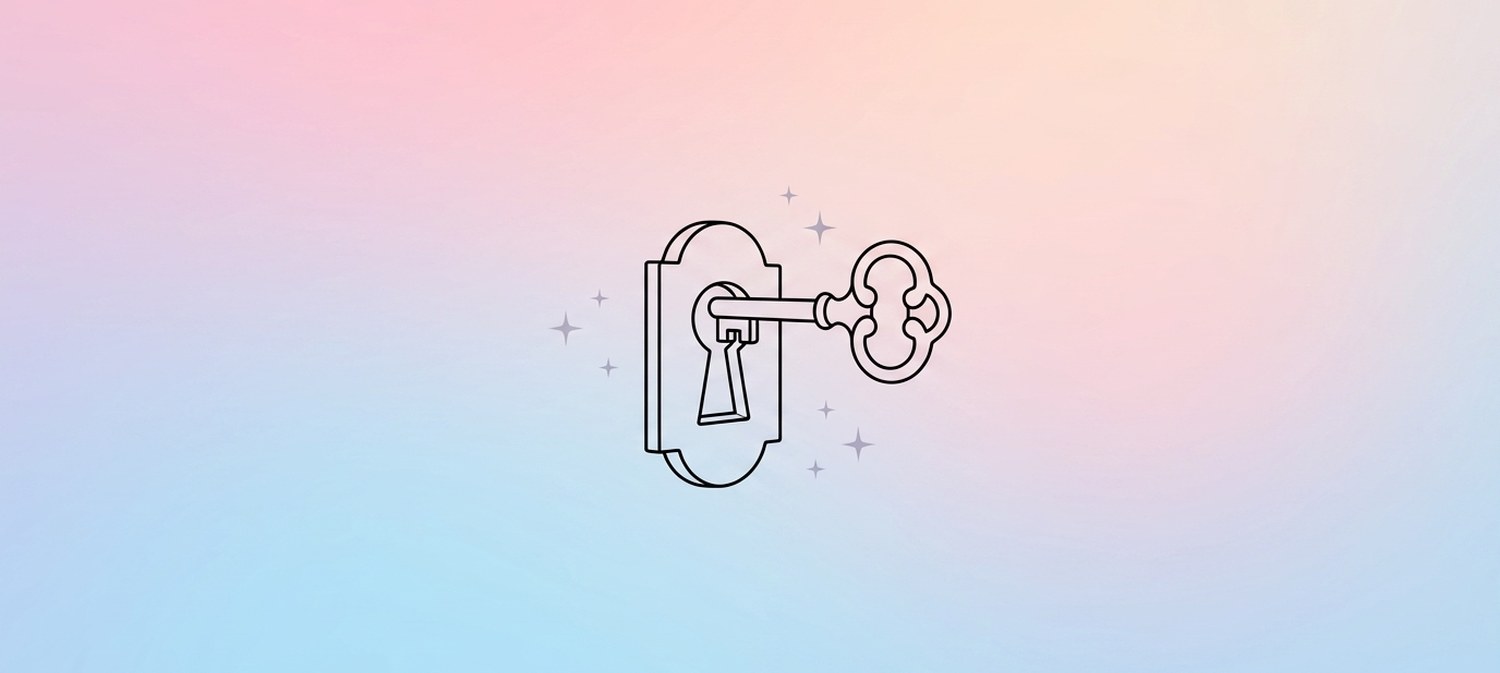 Illustration of key turning inside keyhole